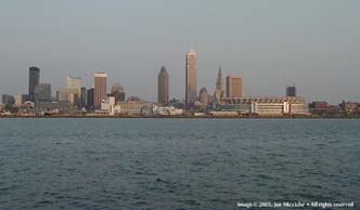 The Cleveland skyline from Lake Erie